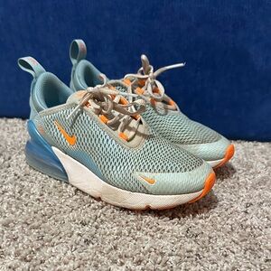 Nike Kids AirMax 270 Sneakers - Light Blue and Orange